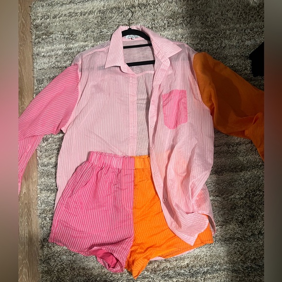 Ruby and Jenna striped shorts and button up set - Picture 2 of 4